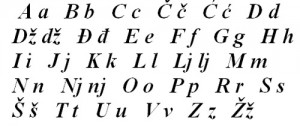 Черногорский алфавит без новых букв. Латиница.